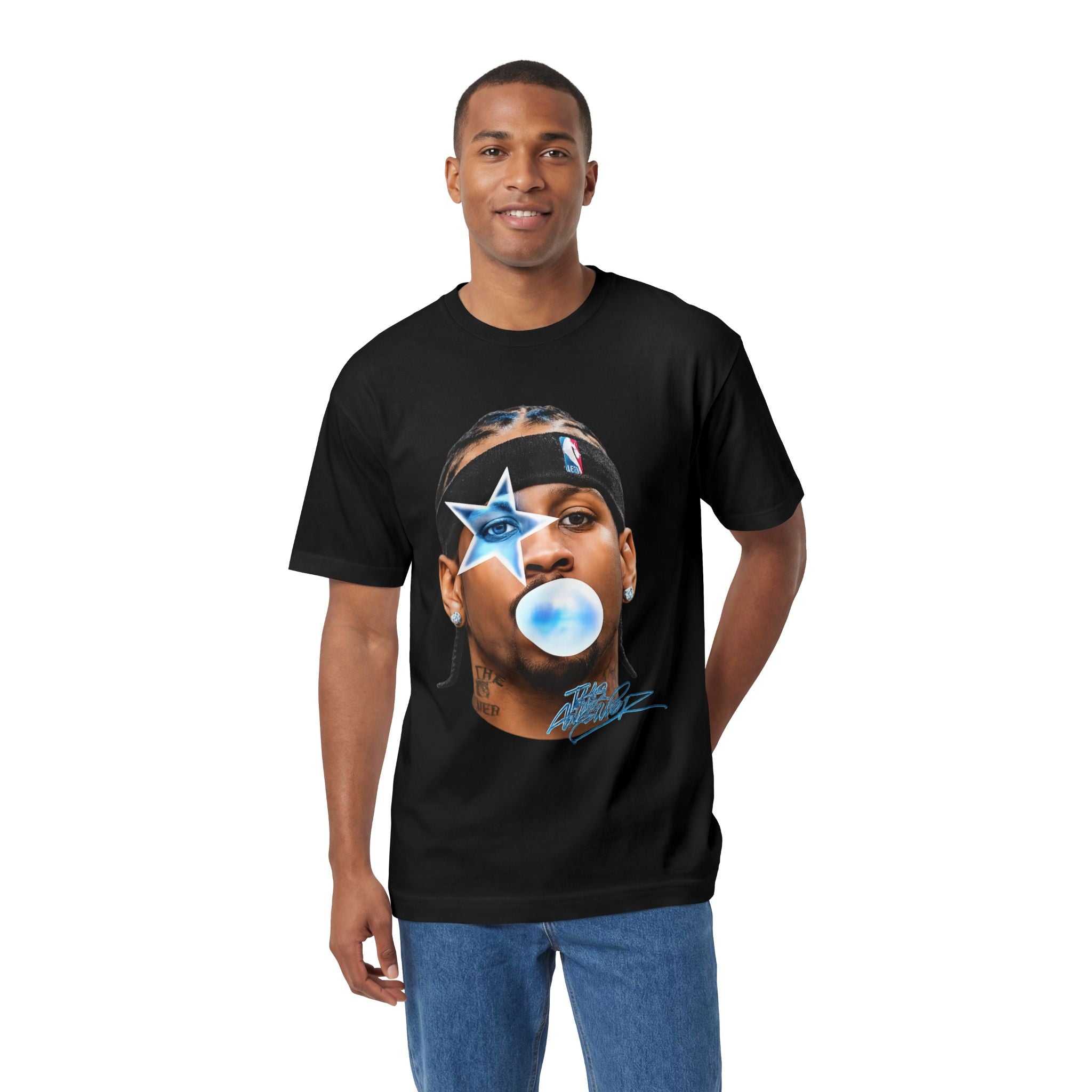 Graphic Tee — Bubblegum Star Face Portrait