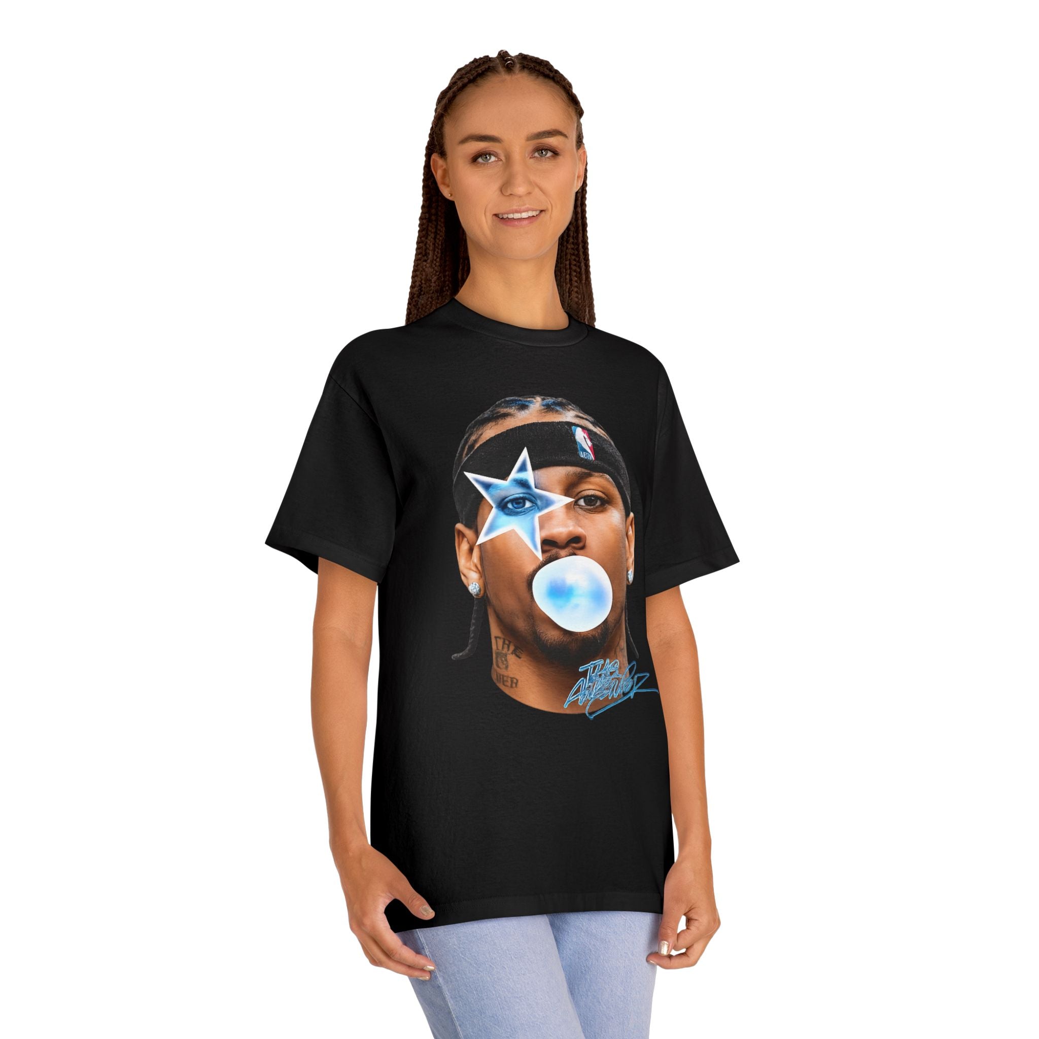 Graphic Tee — Bubblegum Star Face Portrait